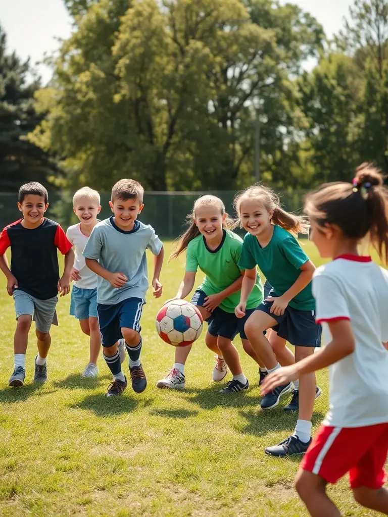A group of young athletes participating in a team-building exercise, emphasizing collaboration and strategic thinking.