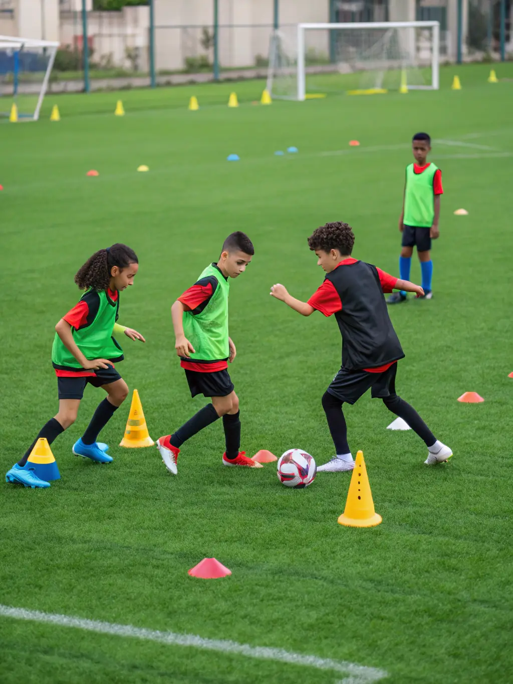 Young football players from GROUPEMENT JEUNES PLANEZE TRUYERE FOOTBALL, participating in a friendly match, demonstrating their skills and passion for the sport.